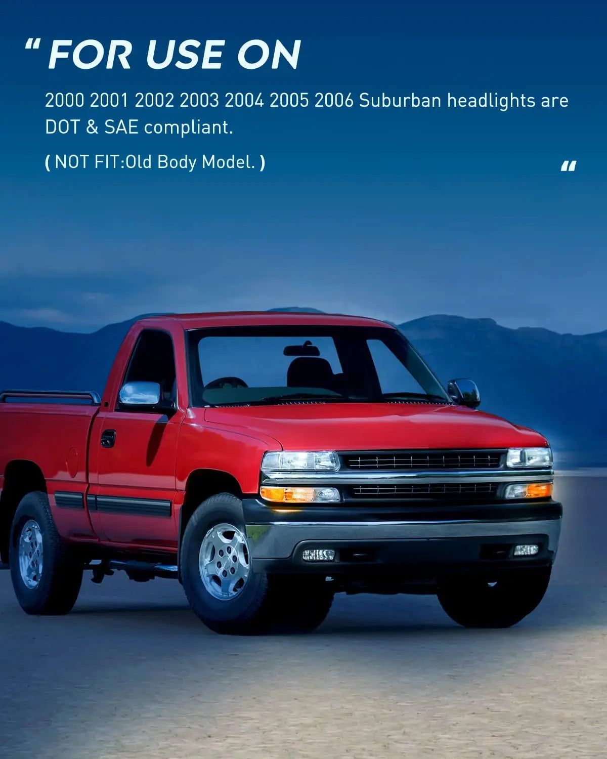 Headlight Assembly 1999-2002 Chevy Silverado Avalanche 1500 1500HD 2500 2500HD 3500 Chevrolet Tahoe Suburban Headlight Assembly Chrome Case Amber Reflector