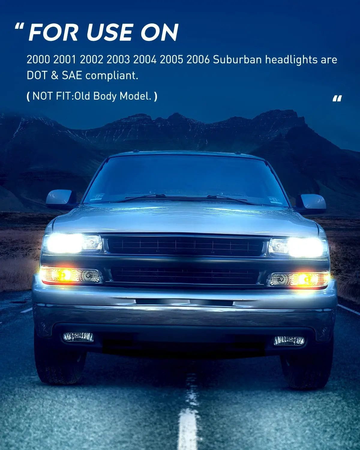 Headlight Assembly 1999-2002 Chevy Silverado Avalanche 1500 1500HD 2500 2500HD 3500 Chevrolet Tahoe Suburban Headlight Assembly Chrome Case Amber Reflector Smoke Lens
