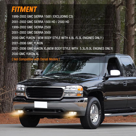 1999-2002 GMC Sierra 1500 2500 2001 2002 Sierra 1500HD 2500HD 3500 2000-2006 Yukon Fog Light Assembly Nilight