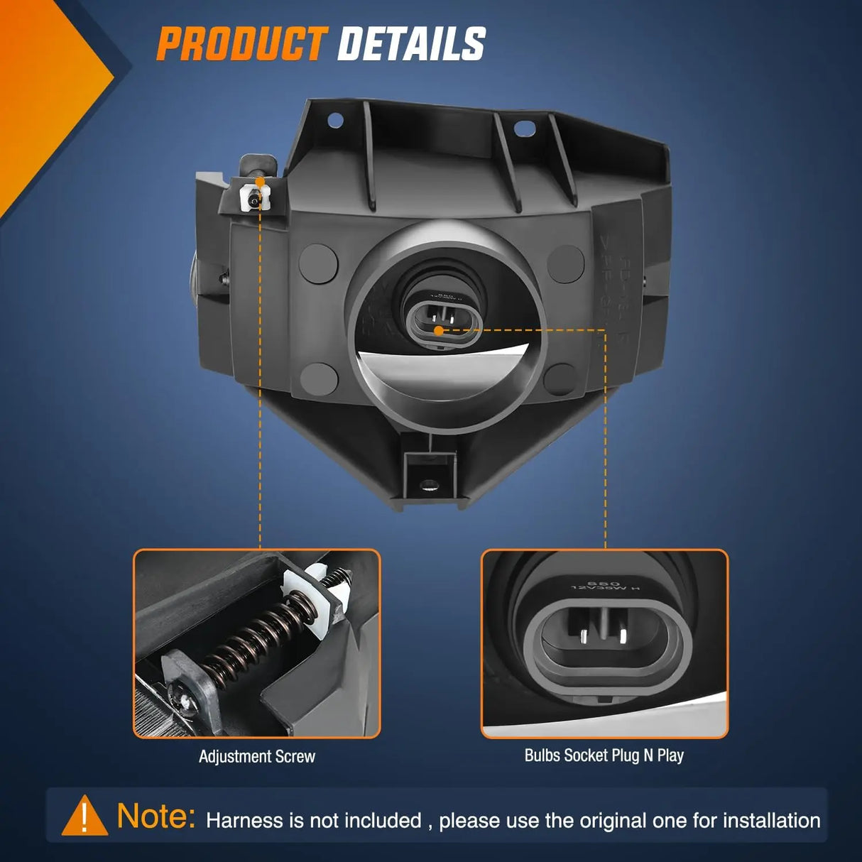 1999-2004 Ford Mustang Fog Lights Assembly Amber Lens 880 27W Bulbs Nilight