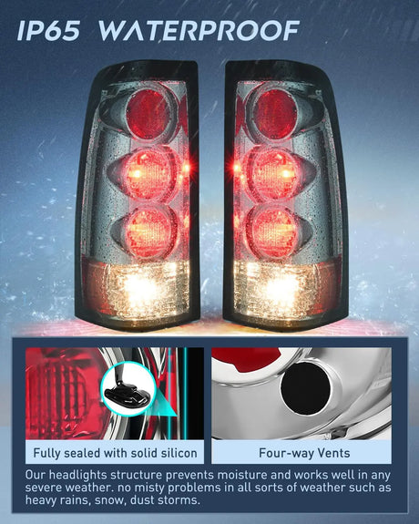 1999-2006 GMC Sierra 1999-2002 Chevy Silverado Taillight Assembly Rear Lamp Smoke Housing Rear Lamp Replacement Only Fits Fleetside Models Driver Passenger Side Nilight