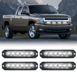 4PCS 6 LED White Emergency Warning Strobe Lights