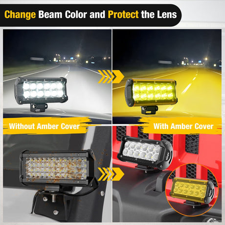 Nilight 2Pcs 6.5 inch Amber Light Bar Cover