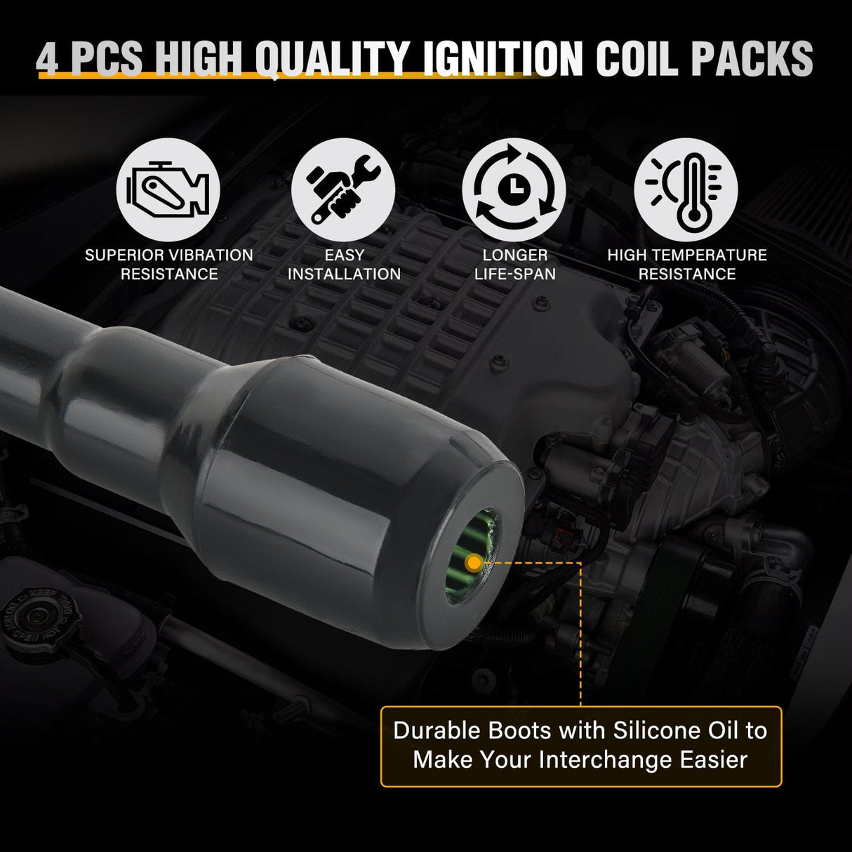 4Pcs Ignition Coil Pack Automotive Replacement Ignition Coils Fit for Nissan 2004-2018 07 09 Sentra Altima Rogue Select Urvan Pathfinder NV200 NV350 Cube Versa 2014 2015 Infiniti Nilight