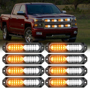 8PCS 12LED Amber White Emergency Strobe Lights