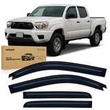 Rain Guards for Toyota Tacoma Double Cab 2005-2015 2010 2011 2012 2013 2014 2015, Out-Channel Window Visors Vent Wind Deflectors-4PCS