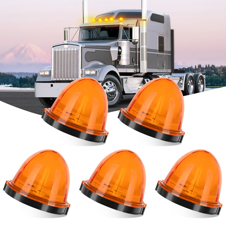 Nilight Cab Roof Marker Light 5 PCS 18 LED Amber Top Clearance Indicator Lights Waterproof Surface Mount for Heavy Duty Trucks Trailer Camper RV Tractor