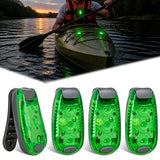LED Safety Light 4PCS Green Marine Navigation Bike Tail Lights Three Modes Waterproof Reflective Gear Clip On Flash Strobe Indicator Lamp for Night Boating Fishing Cycling Jogging