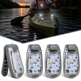 LED Safety Light 4PCS White Marine Navigation Bike Tail Lights Three Modes Waterproof Reflective Gear Clip On Flash Strobe Indicator Lamp for Night Boating Fishing Cycling Jogging