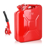 Gas Can Metal Gas Can 5 Gallon with Spout System and Handle, 20 Litre Metal Container for Gasoline Trucks Cars ATV Motorcycle Equipment, No Spill Steel Safety Gas Fuel Cans Red, 1 Pack