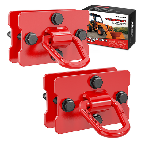 Nilight 2Pcs 1/2inch D Rings for Trailers Heavy Duty Trailer Tie Down Rings, Incl. Mounting Hardware, Forged Steel Bolt-On Grab with Back Plates Compatible with Tractor RV UTV Truck, Max 12000Lbs, Red