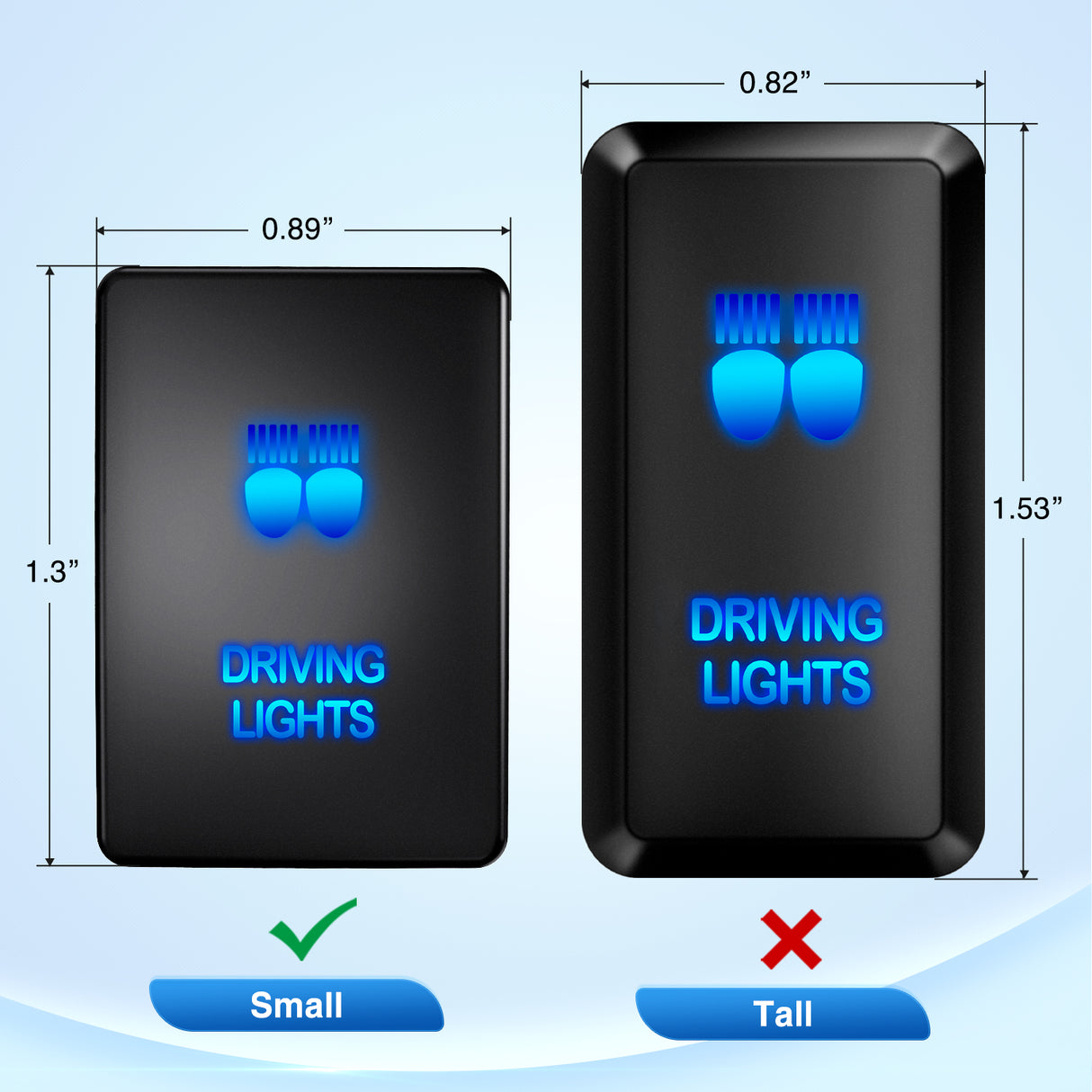 Nilight Driving Lights Push Button Switch 12V ON Off Switches with Connector Wire Kit 1.28Inch x 0.87Inch Replacement for Toyota Sequoia Highlander Tacoma Tundra 4Runner RAVR Yaris