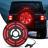 Spare Tire Brake Light Red Double Row LED Ring 3rd Third Stop Rear Wheel Lights Plug and Play Fit for 2018 2019 2020 2021 2022 2023 2024 2025 2026 Jeep Wrangler JL