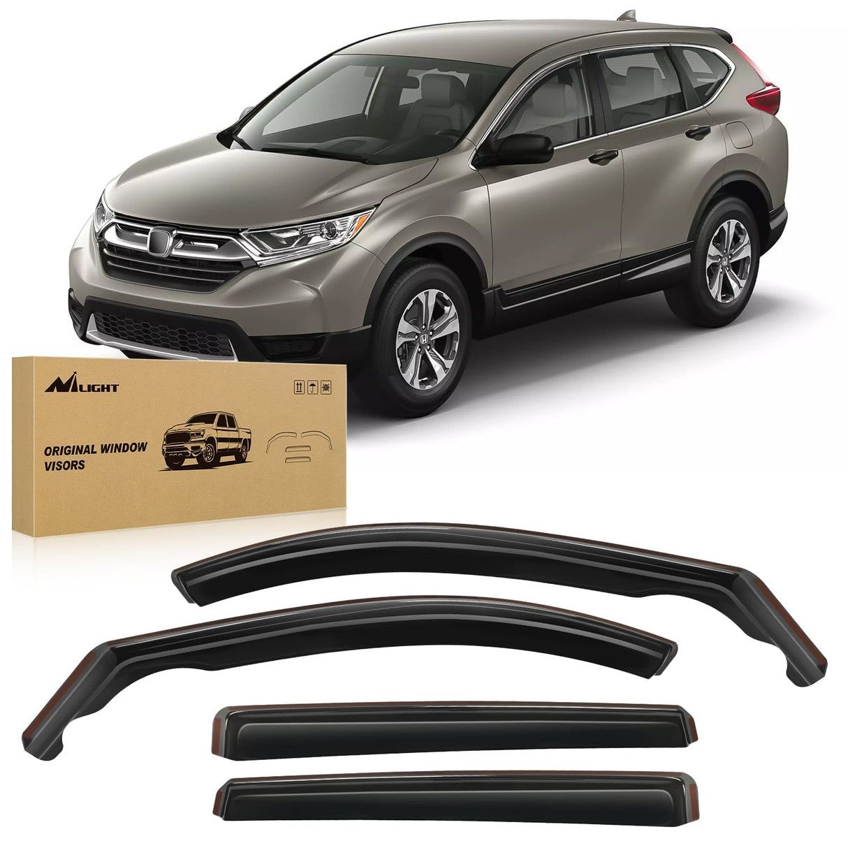 Nilight Durable in Channel Rain Guards for Honda CRV 2017 2018 2019 2020 2021 2022 Window Deflectors, Vent Window Visors-4pcs