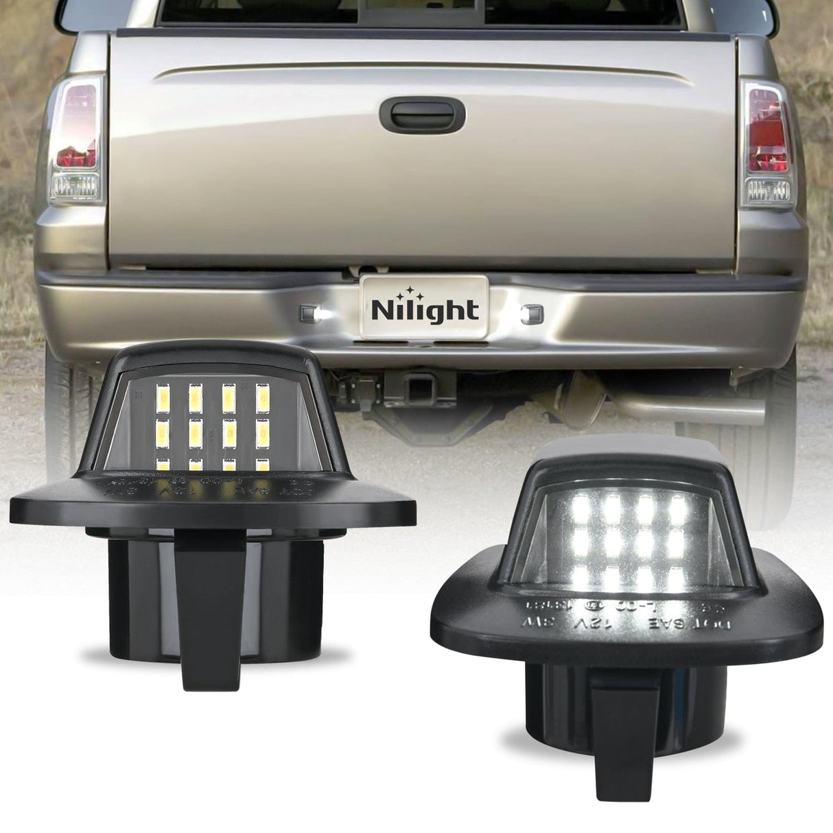 License Plate Lights Compatible with 1997 1998 1999 2010 2011 Dodge Dakota 2006-2009 Mitsubishi Raider with Black Housing 6000K White 2PCS Pack
