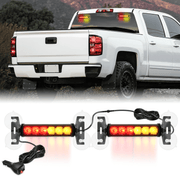 12LED Emergency Strobe Traffic Advisor Light Bar 2 in 1 Amber Red Dash Warning Safety Flashing Lights Front/Rear Windshield Construction Lights for Trucks Cars Plow Police Firefighter Vehicles