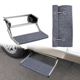 Nilight RV Step Covers 1 Pack 18 inch, Fits 8-11Inch Deep Camper Steps Adjustable Wrap Around RV Step Rug with Spring Works on Electrical & Manual RV Stairs Carpet for Camper Trailers Steps Outside, Gray