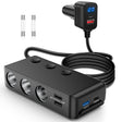 Nilight 9 in 1 Cigarette Lighter Adapter Splitter 3 Sockets PD 65W and QC3.0 18W Ports with Independent Switches LED Voltage Display for 12V 24V Cars SUV Van Truck Jeep Camper