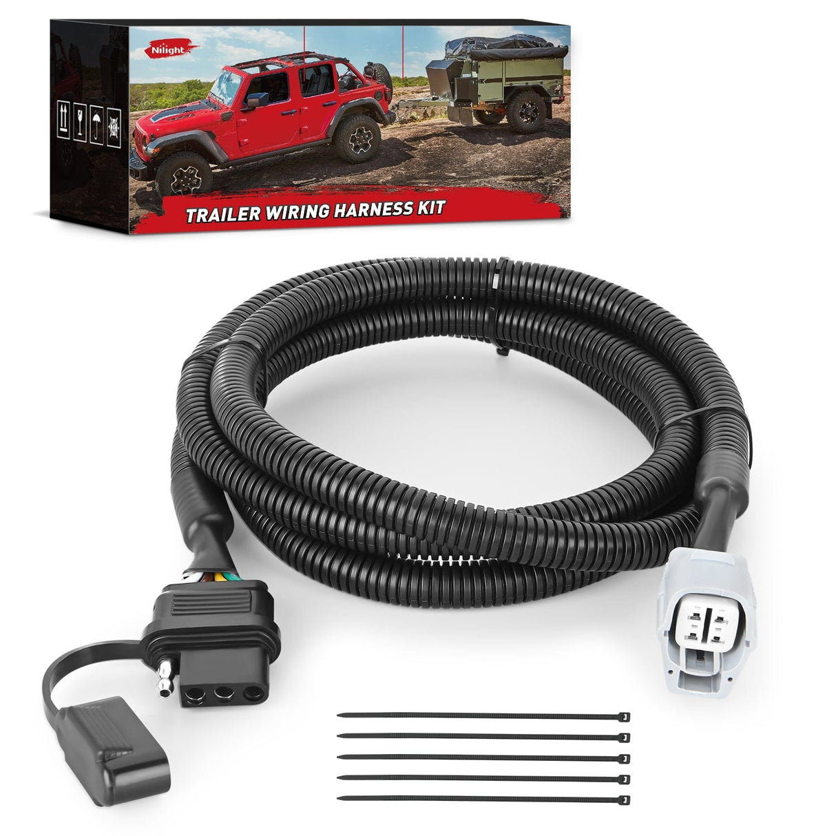 Wiring Harness Kit 4 Pin Trailer Wiring Harness Kit 56083 Custom for 2010 2011 2012 2013 2014 2015 2016 2017 2018 2019 2020 2021 2022 2023 RX350 RX450h RX350L RX350hL