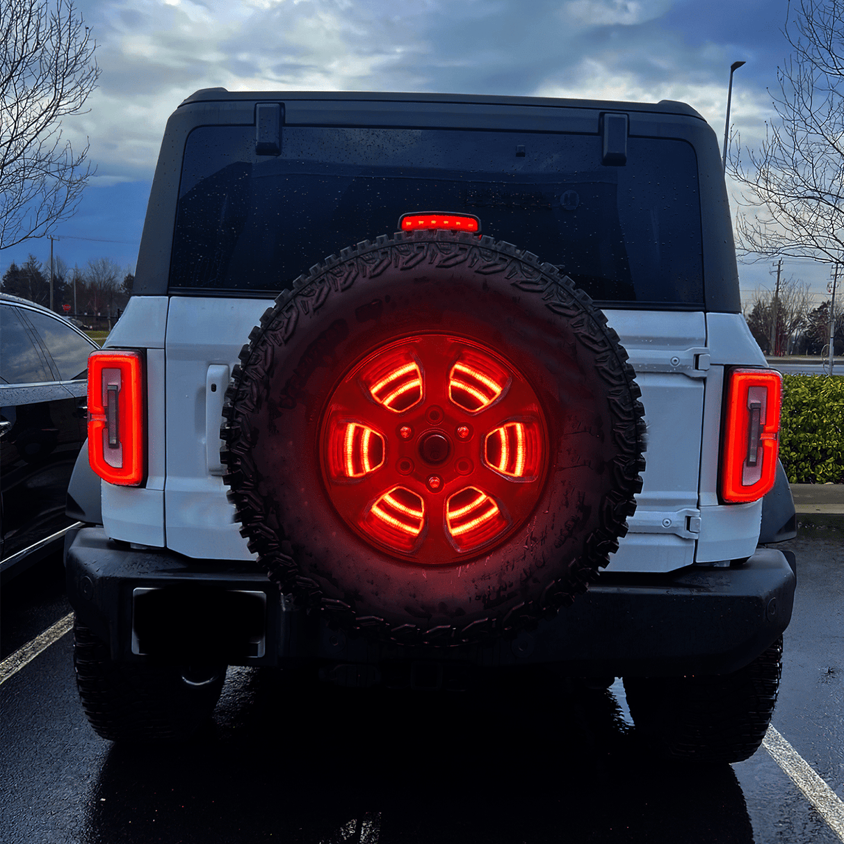 Tail Brake Turn Reverse Lights Spare Tire Brake Light Red Double Row LED Ring 3rd Third Stop Rear Wheel Lights Plug and Play Fit for 2021 2022 2023 2024 2025 Ford Bronco 2/4 Doors