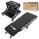 Creeper Seat 36inch Z Creeper - 2-in-1 Folding Rolling Mechanic Seat 36 inches Adjustable Lay-Down or Sit Garage Chair, 330 lbs Capacity, Grey Black