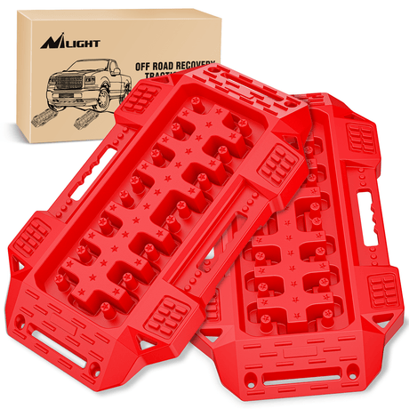 Traction Boards Off-Road Mini Short Recovery Traction Boards For 4WD 4X4 (2PCS Red)