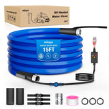 Nilight 15FT Heated Water Hose RV 5/8”Inside Diameter -45°F Freeze Protaction Antifreeze Garden Drinking Hoses with Saving Thermostat and Smart Heat System for Winter Camper Supply Accessories