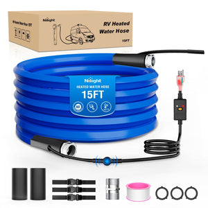 15FT Heated Water Hose RV 5/8inch Inside Diameter -45°F Freeze Protaction Antifreeze Garden Drinking Hoses with Saving Thermostat and Smart Heat System for Winter Camper Supply Accessories
