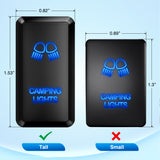 Camping Lights Push Button Switch 12V ON Off Switches with Connector Wire Kit 1.54Inch x 0.83Inch Replacement for Toyota FJ Cruiser Fortuner Ta coma Highlander Tundra 4Runner Prado Land Cruiser