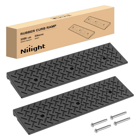 Nilight 1.6Inch Rise Curb Ramps, Heavy Duty Rubber Driveway Threshold Shed Ramp for Sidewalk Cars Lawn Mower Wheelchairs Motorcycles, 3300lbs Load Capacity