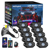 RGB Rock Lights RGB LED Rock Lights Kit 10 Pods Underglow Multicolor Neon Pod with Remote & Bluetooth App Control DIY Flashing Music Mode Wheel Well Light for Truck ATV UTV RZR SUV