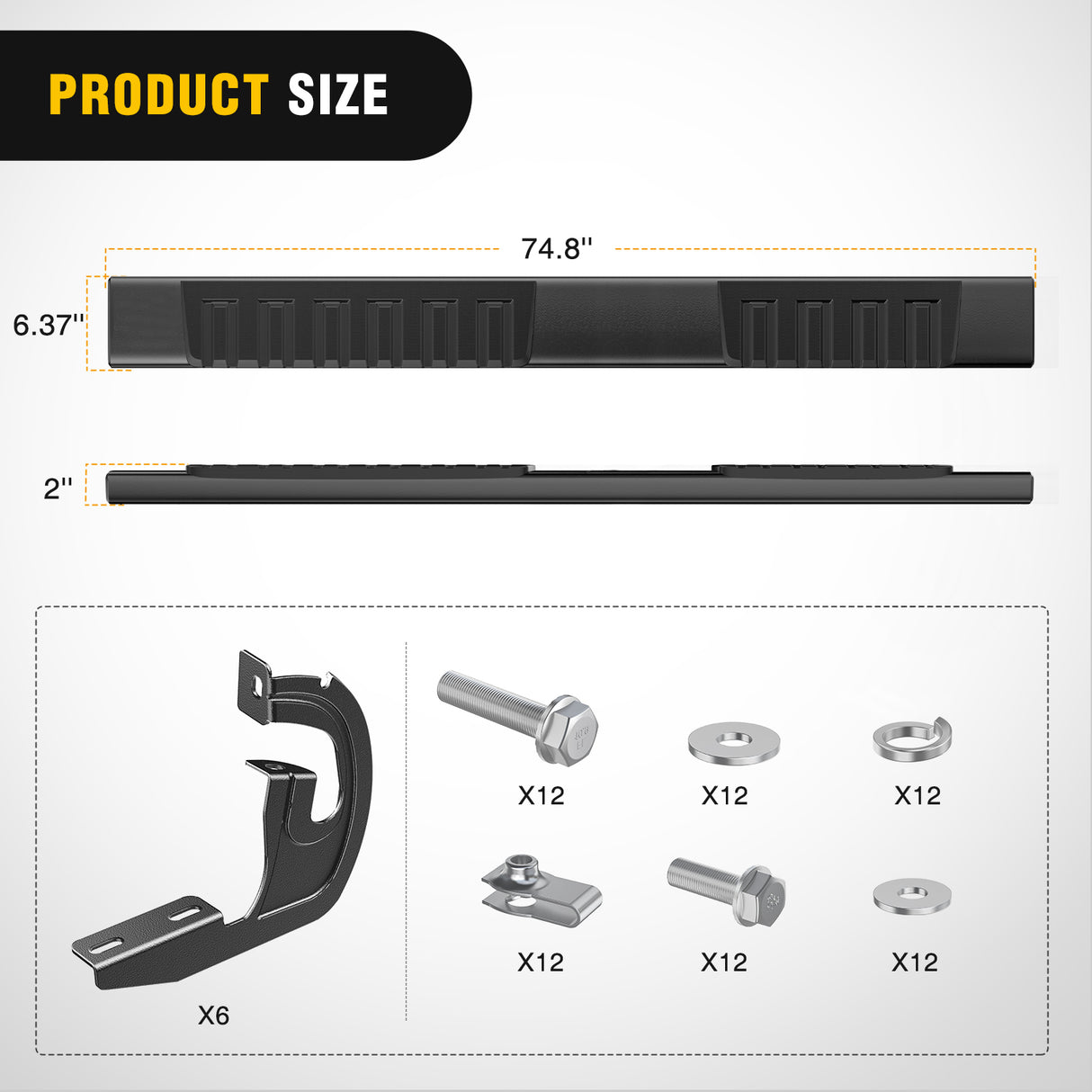 Nilight Running Boards 6 inch Side Step Nerf Bars Easy Bolt-On Installation