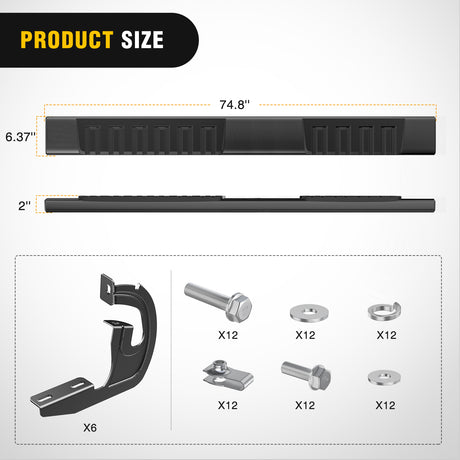 Nilight Running Boards 6 inch Side Step Nerf Bars Easy Bolt-On Installation