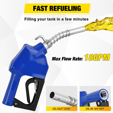 Nilight 3/4Inch NPT Fuel Nozzle with Fuel Hose Swivel, Automatic Shut Off Gas Pump Transfer Refilling Nozzle with Adjustable Speed Padlock for Gasoline, Kerosene, Diesel