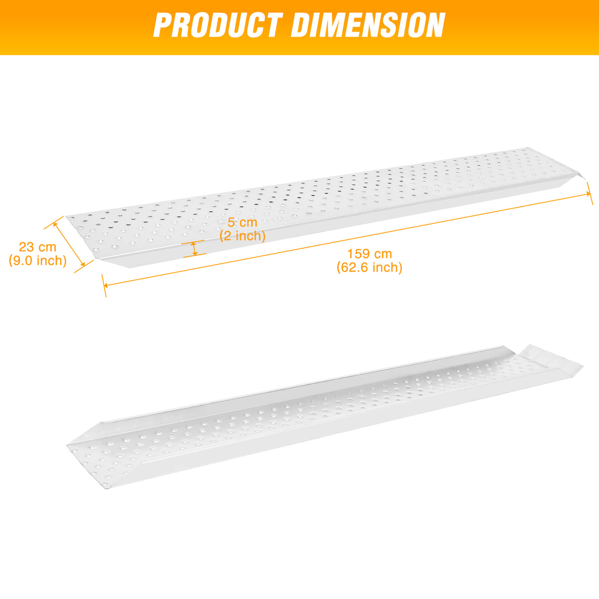 Loading Ramps, 62.6Inch x 9Inch Heavy Duty Steel Trailer Ramp, 880lbs Capacity for Hand Truck, Motorcycle, Riding Mower, ATVs & 4-Wheel Equipment, 2 Pack