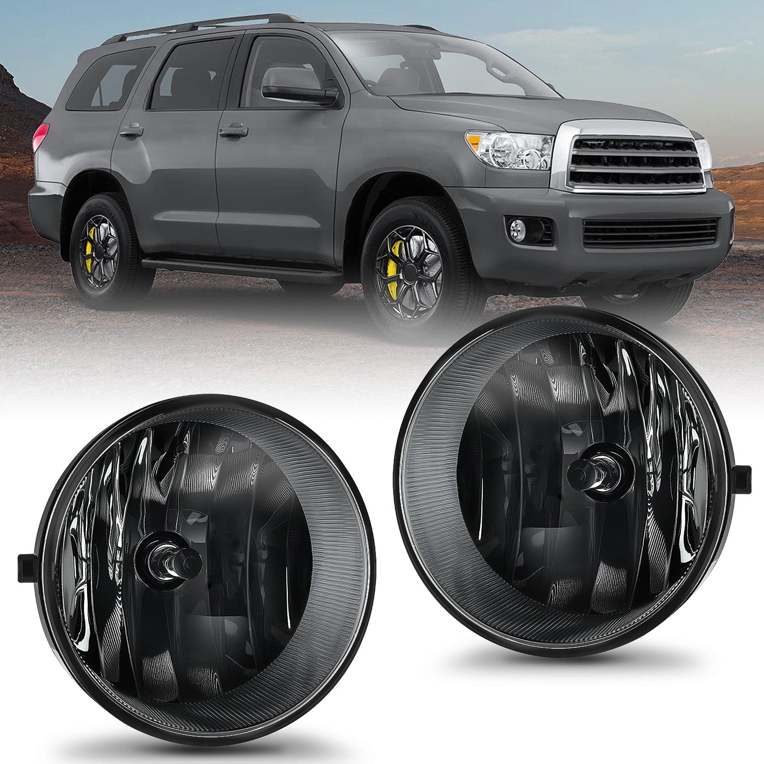 Nilight Smoke Fog Light Assembly For 2005-2011 Toyota Tacoma & 2007-2013 Tundra