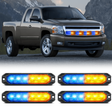 Nilight 4PCS 6 LED Yellow and Blue Emergency Warning Strobe Lights