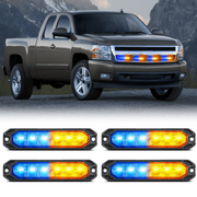 4PCS 6 LED Yellow and Blue Emergency Warning Strobe Lights