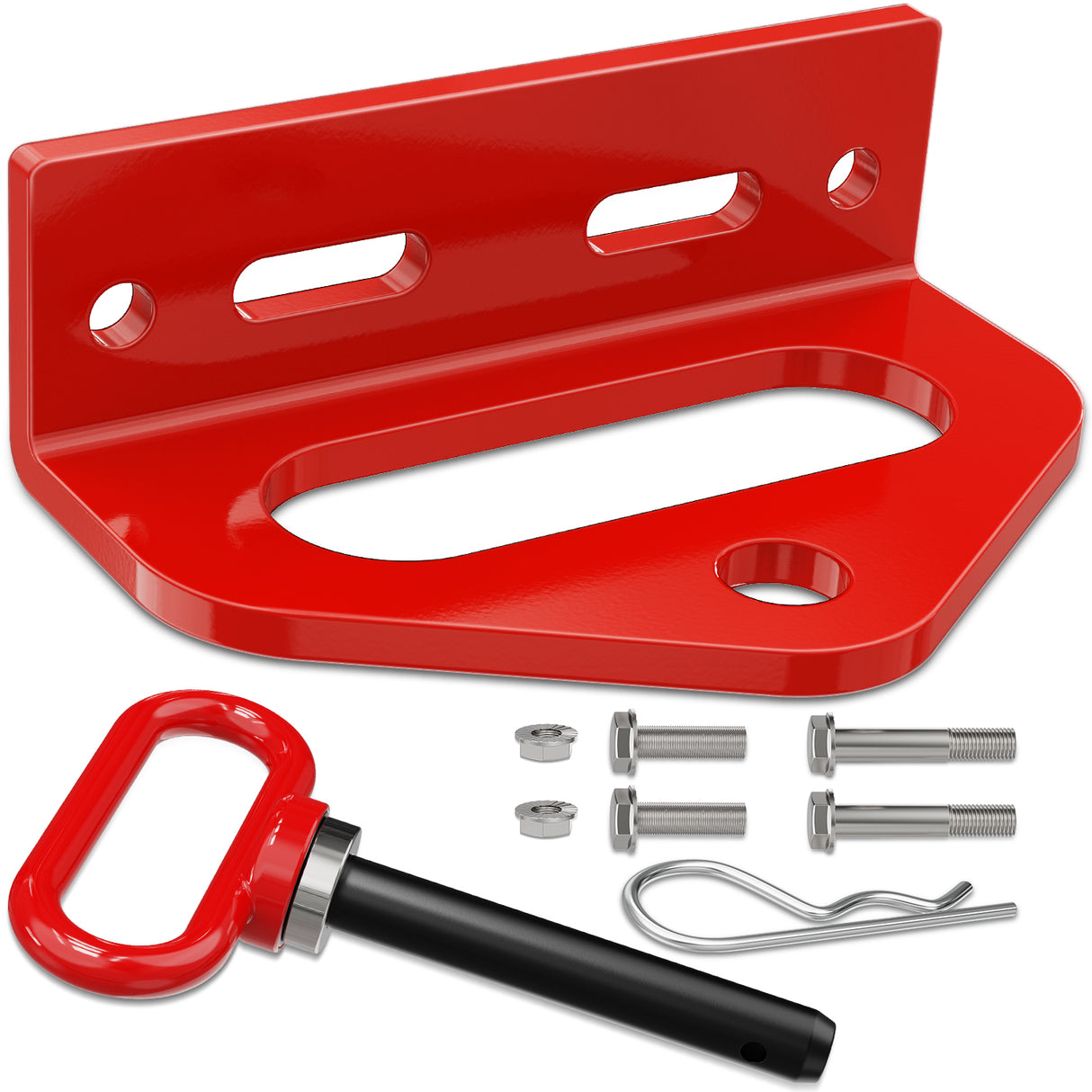 Nilight Universal Heavy Duty Zero Turn Mower Trailer Hitch Kit Strong Neodymium Magnetic Pin with 4 Bolts 1/2Inch R-Clip Combo Pack Red 6mm Thick