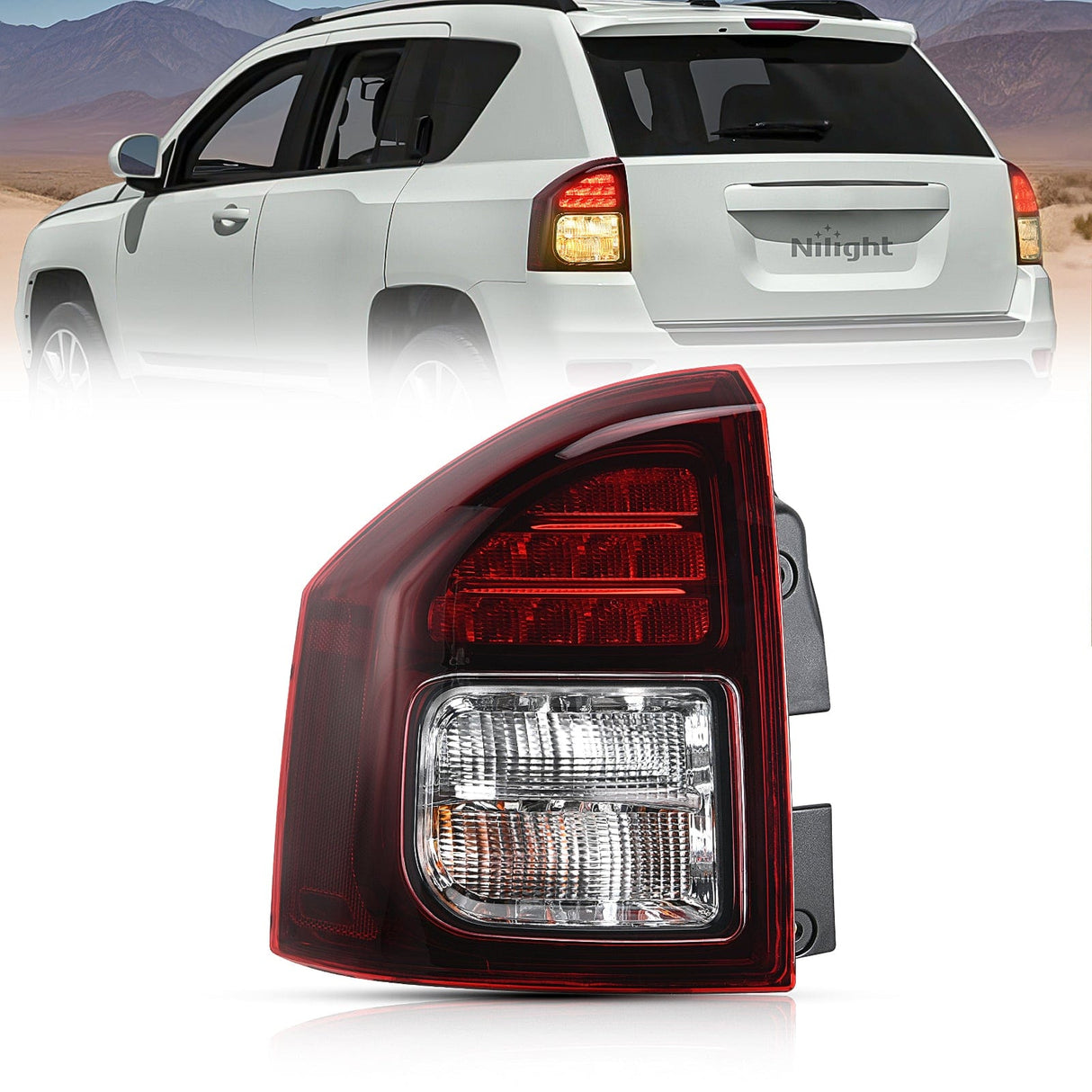 Nilight Taillight Assembly Compatible with 2014 2015 2016 2017 Jeep Compass Tail Light OE Style Rear Lamp Replacement Driver Side w/Bulbs