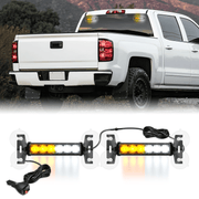 12LED Emergency Strobe Traffic Advisor Light Bar 2 in 1 Amber White Dash Warning Safety Flashing Lights Front/Rear Windshield Construction Lights for Trucks Cars Plow Police Vehicles