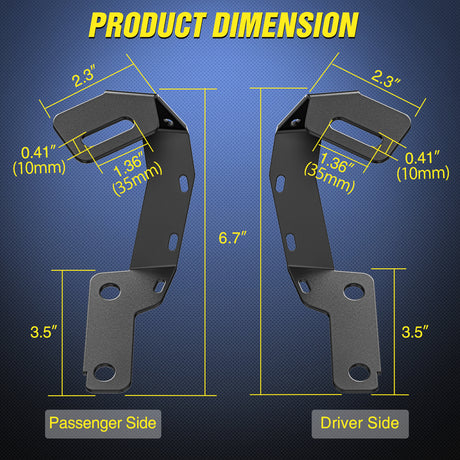 Nilight Ditch Light Brackets Hood Hinges Mount Bracket Kit for Auxiliary Offroad LED Pods Work Lighting Compatible with Toyota 4Runner 2009-2023 Tundra 2007-2021
