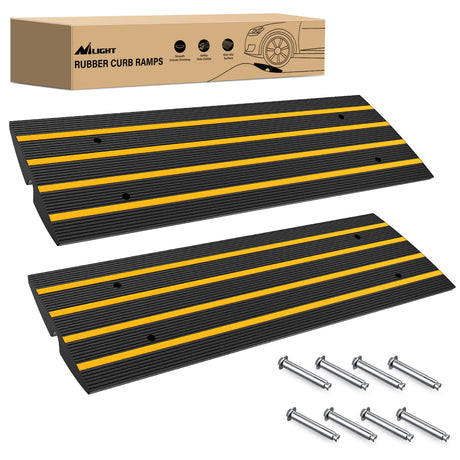 Nilight Driveway Curb Ramps, 2.6 Inch High Heavy-Duty Rubber Curbside Vehicle ramps for Car Truck Wheelchair Mobility Loading Dock Garage, 2 Pack
