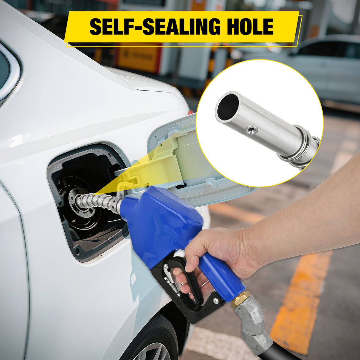 Nilight 3/4Inch NPT Fuel Nozzle with Fuel Hose Swivel, Automatic Shut Off Gas Pump Transfer Refilling Nozzle with Adjustable Speed Padlock for Gasoline, Kerosene, Diesel