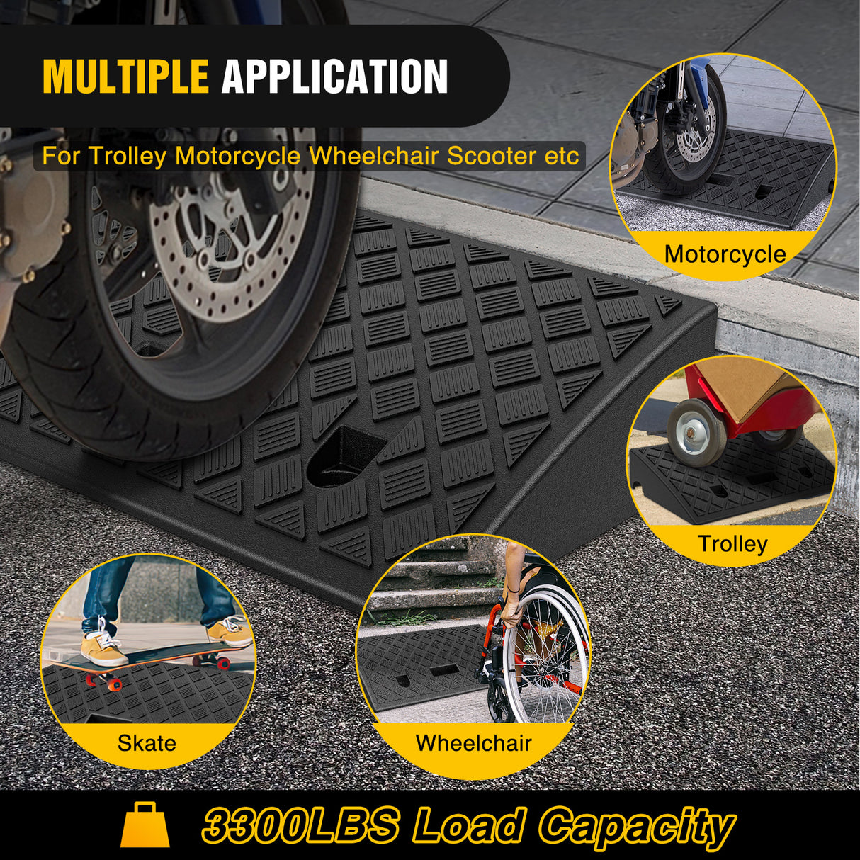 Nilight Plastic Curb Ramps, 4.2Inch Rise Portable Lightweight Heavy Duty Threshold Ramp for Driveway Lawn Mower Scooter Bike Motorcycle Wheelchair, 2 Pack