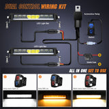 LED Light Bar with Amber DRL 2 PCS 45 W 12.2 Inch Single Row Slim 4980 LM Anti-Glare Flood Spot Combo IP68 Offroad Driving Lights w/ 16AWG DT Wiring Kit for Pickup Truck SUV ATV UTV 4x4 Jeep