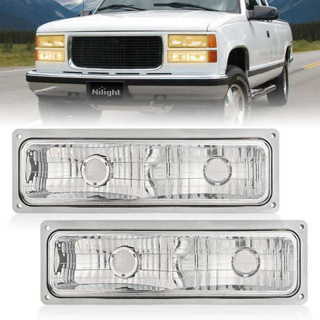 Signal Light Parking Turn Signal Light Compatible with 1988 1989 1990 1991 1992 1993 1994 1995 1996 1997 1998 Chevy GMC C10 C/K 1988-1999 Silverado Suburban Sierra Blazer Tahoe Yukon Front Bumper Lights