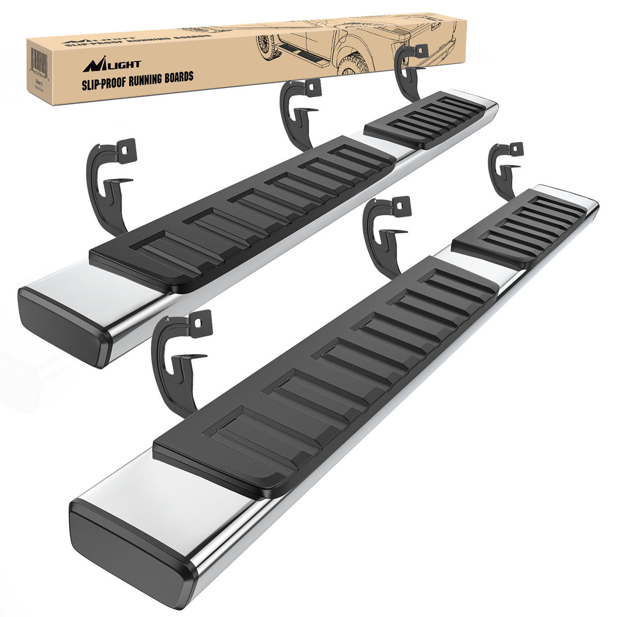 Nilight Running Boards 6 inch Side Step Nerf Bars Easy Bolt-On Installation