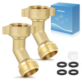 Nilight 45 Degree Hose Elbow for RV Garden Water Hose Elbow Fitting 3/4Inch Brass 45° Water Hose Connector for RV Camper Trailer Outdoor Garden Hose Systems Faucet Adapter Accessories, 2-Pack