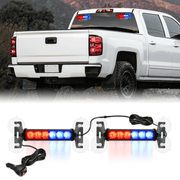 12LED Emergency Strobe Traffic Advisor Light Bar 2 in 1 Red Blue Dash Warning Safety Flashing Lights Front/Rear Windshield Construction Lights for Trucks Cars Plow Police Firefighter Vehicles